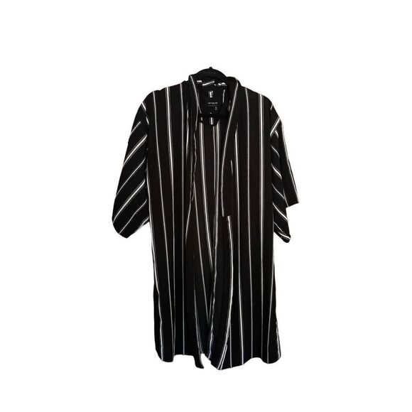 Cotton On White Black Pin Stripe Lightweight Oversized Long Cardigan | Size M/L - Picture 3 of 7